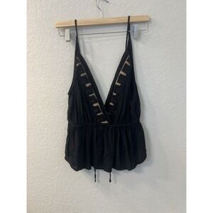 Free People Black Baby Doll Tank Top Shirt Women's Small M